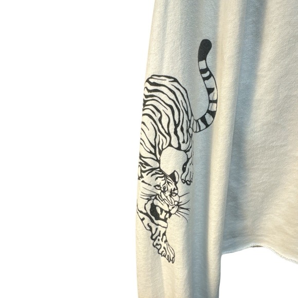 Los‎ Angeles Cropped Sweatshirt Tiger Sleeve Graphic White | Small | Preowned - Picture 4 of 7